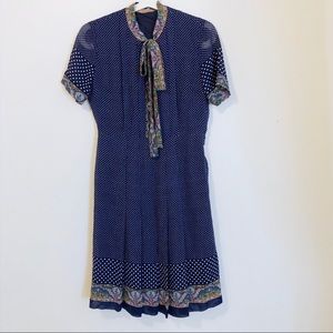 Vintage floral polka dot dress small